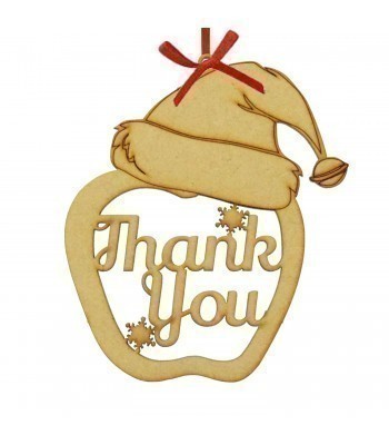 Laser Cut 'Thank you' Apple with Santa Hat